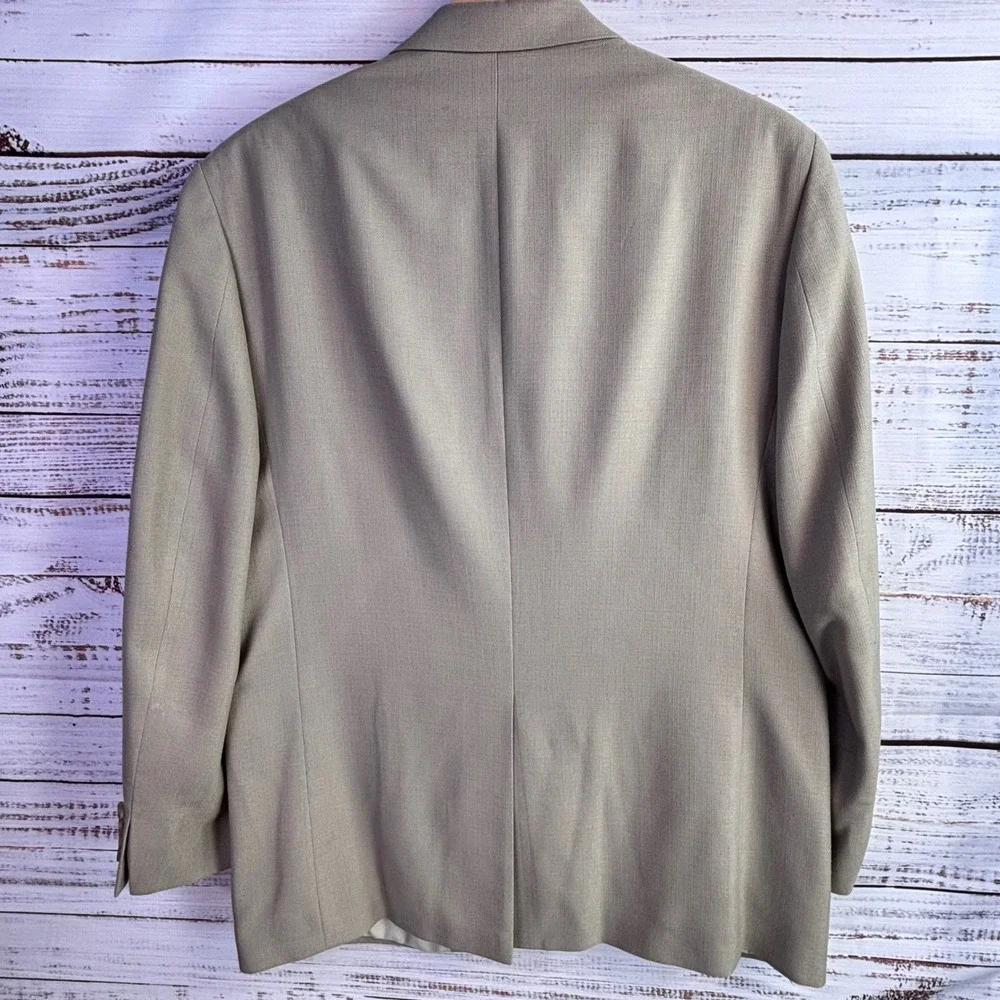 Summer Weight L. Ralph Lauren Blazer 42R Tan Taupe Poly/Viscose Neutral Minimal